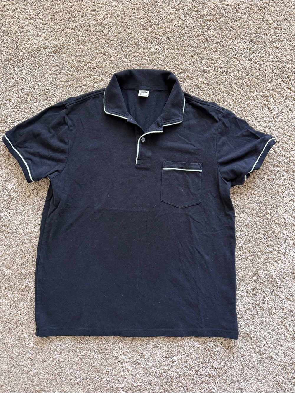 Club Monaco Men's Navy Short-Sleeve Polo with Contrast Trim